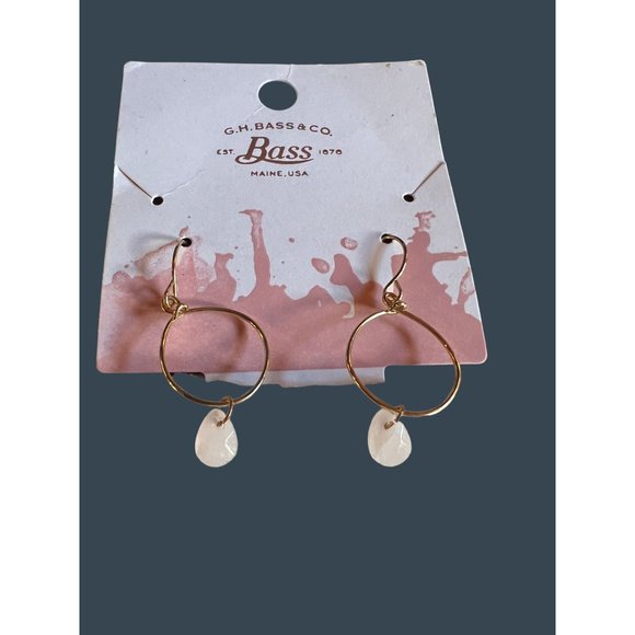 GH Bass Co Rose Quartz Stone Earrings Love Friendship - Picture 4 of 4